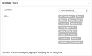 dsIDXPress IDX Data Filters