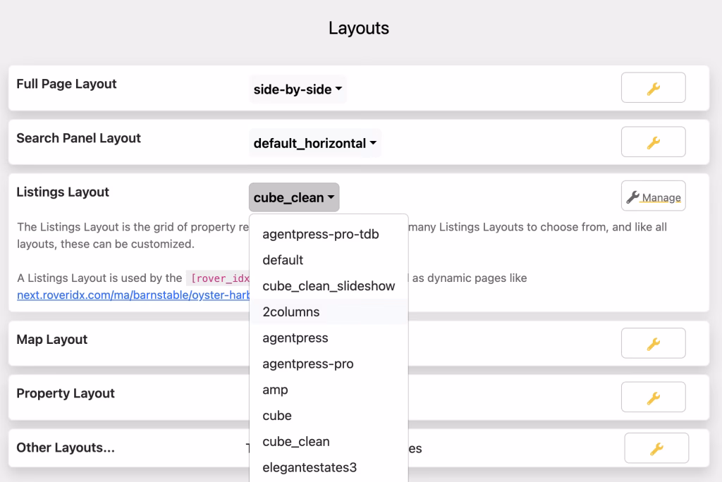 Rover IDX ships with many layouts